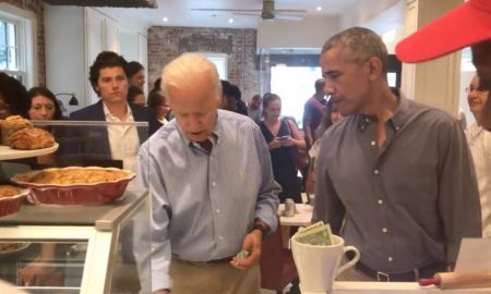 Biden y Obama en cafeteria en Washington