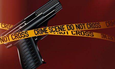 gun and crime scene