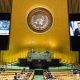 presidente ucrania en pantalla en ONU