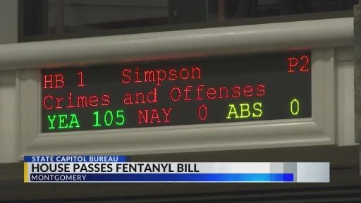 Cámara de Representantes de Alabama aprueba proyecto de ley para los distribuidores de fentanilo
